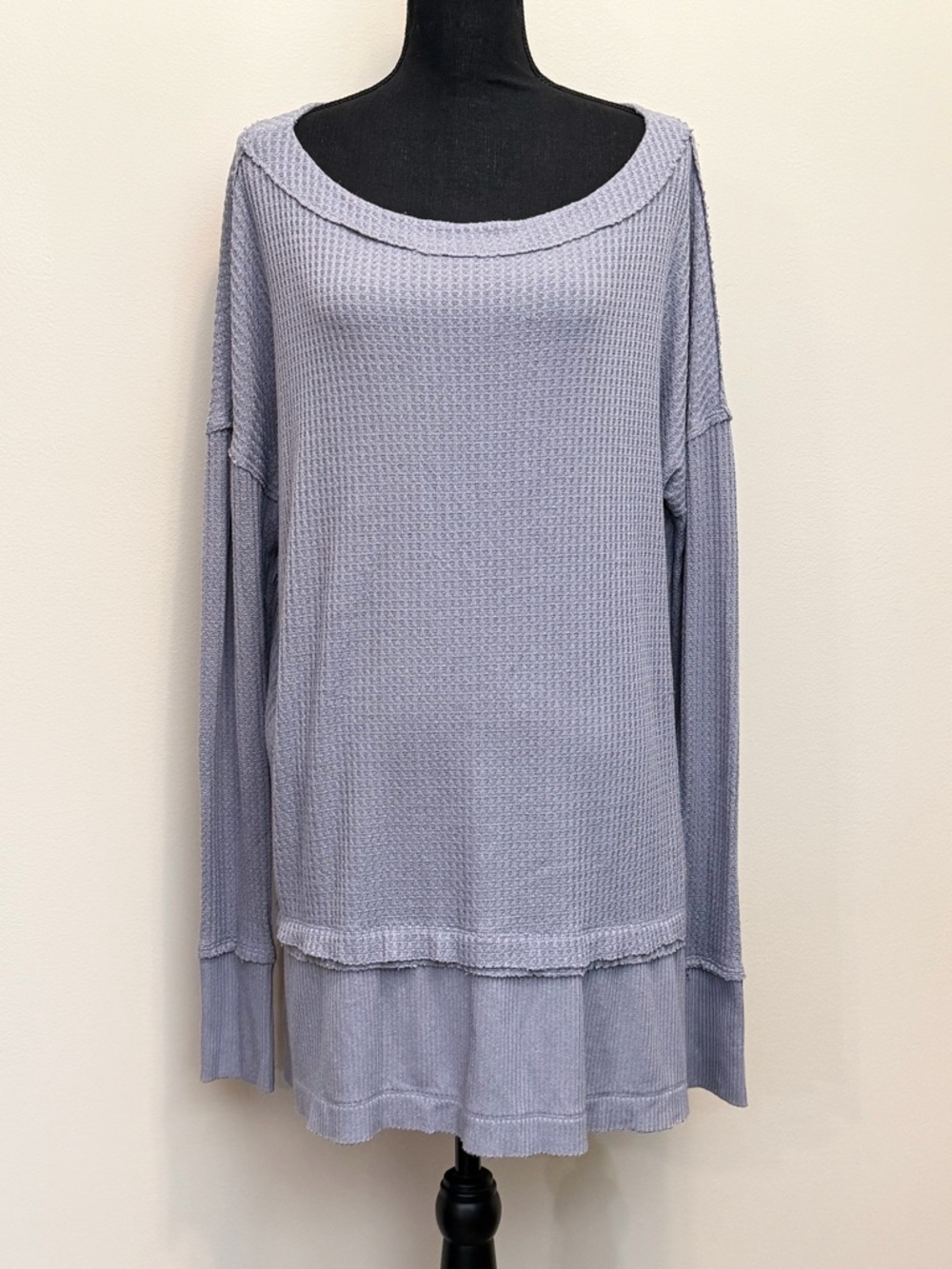We The Free Waffle Knit‎ Womens M North Shore Thermal Tunic Cozy Oversized Gray